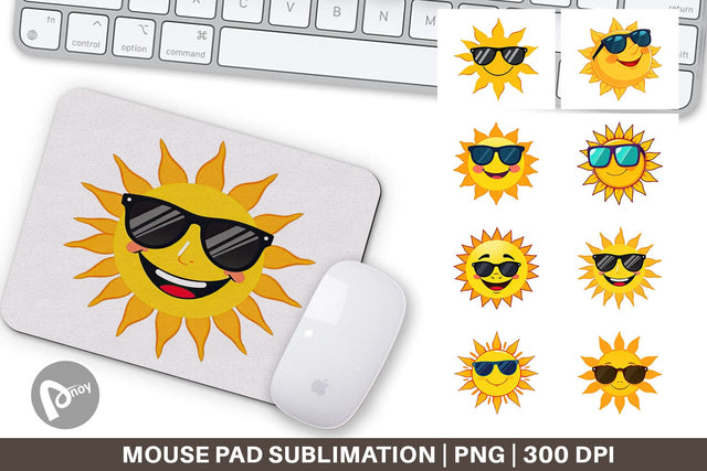 Mouse Pad Sun with Sunglasses Sublimation artnoy 