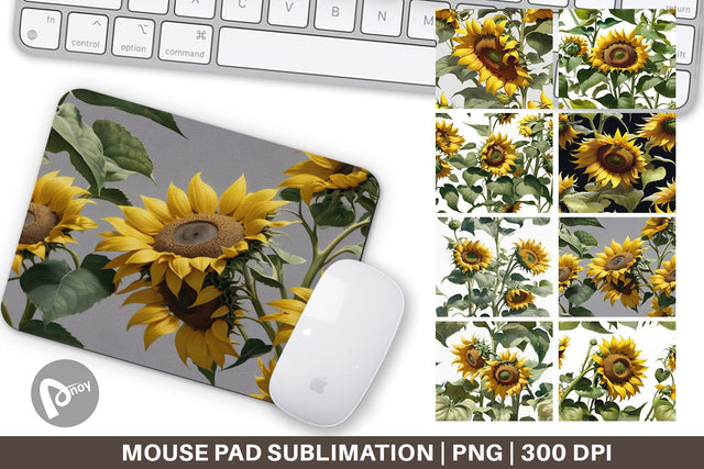 Mouse Pad Sunflower Pattern Sublimation artnoy 