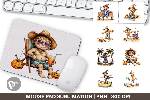 Mouse Pad Sunny Scarecrow Fun Sublimation artnoy 