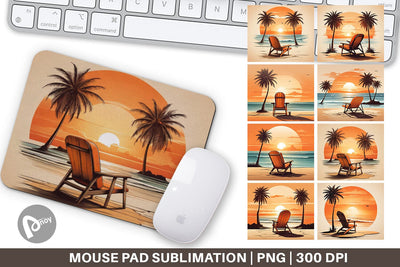 Mouse Pad Sunset Beach Chair Sublimation artnoy 