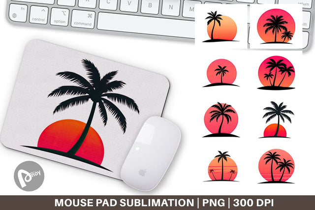 Mouse Pad Sunset Palm Tree Sublimation artnoy 