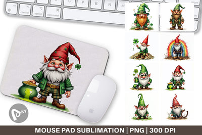 Mouse Pad Surreal Shamrock Grunge St. Patrick's Trashcore Gnome Sublimation artnoy 