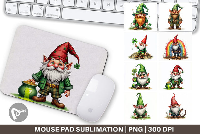 Mouse Pad Surreal Shamrock Grunge St. Patrick's Trashcore Gnome Sublimation artnoy 