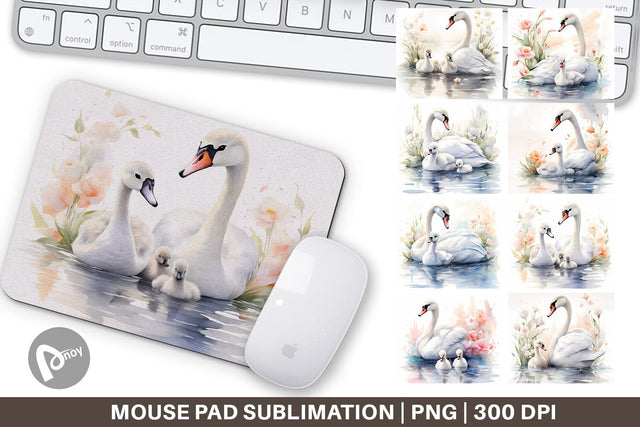 Mouse Pad Swans Mother Day Sublimation artnoy 