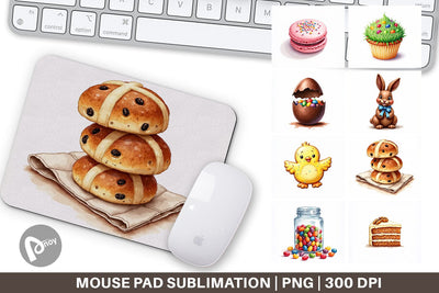 Mouse Pad Sweet Easter Treats and Desserts Watercolor Sublimation artnoy 