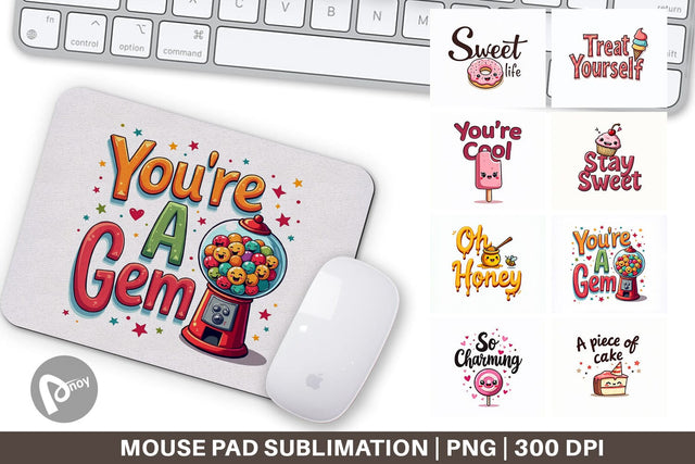 Mouse Pad Sweet Nostalgia Retro Kawaii Dessert Quote Sublimation artnoy 