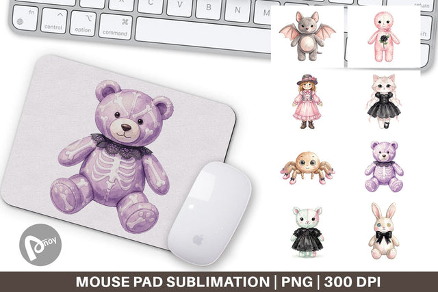 Mouse Pad Sweet Pastel Goth Plushies Sublimation artnoy 
