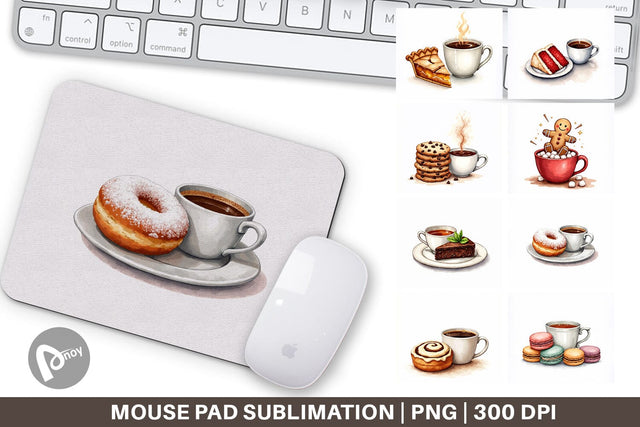 Mouse Pad Sweet Winter Treats & Coffee Watercolor Sublimation artnoy 