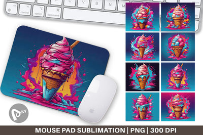 Mouse Pad Synthwave Ice Cream Sublimation artnoy 