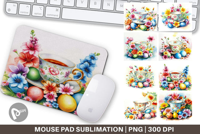 Mouse Pad Tea Cup Easter Eggs Sublimation artnoy 