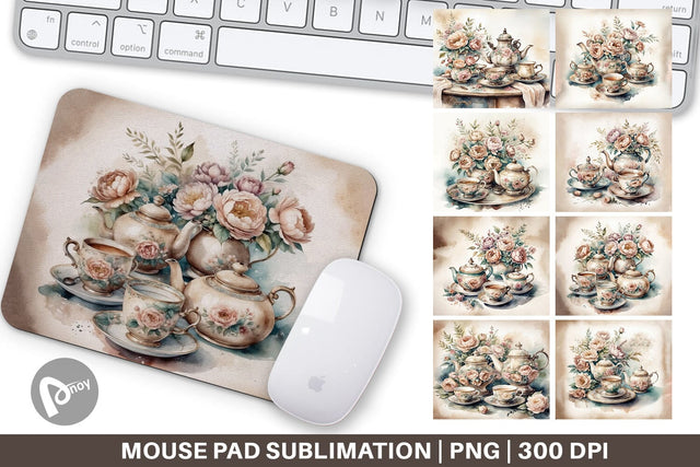 Mouse Pad Tea Set Sublimation artnoy 