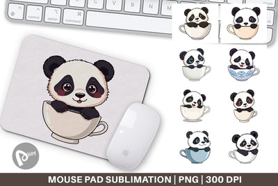 Mouse Pad Teacup Panda Sublimation artnoy 