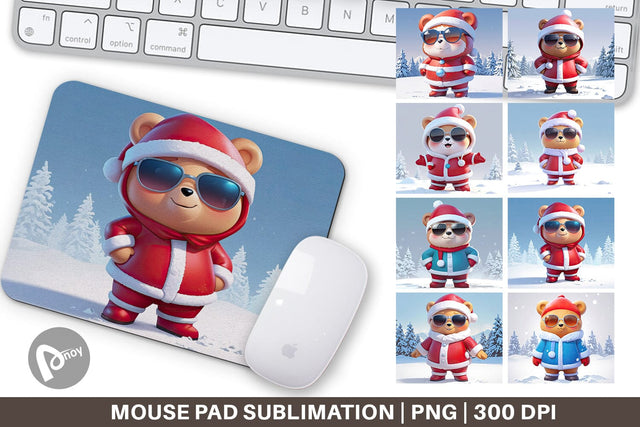 Mouse Pad Teddy Bear Christmas Sublimation artnoy 