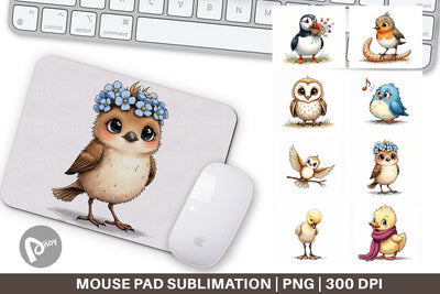 Mouse Pad The Awkward Aviary Quirky Hand-Drawn Bird Sublimation artnoy 