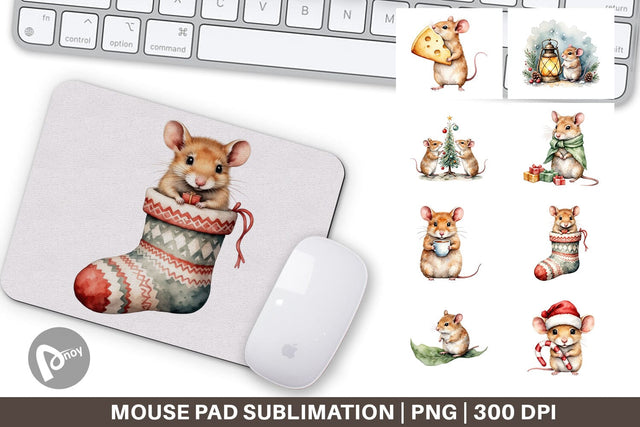 Mouse Pad Tiny Christmas Mice Sublimation artnoy 