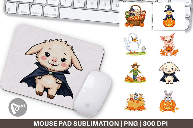 Mouse Pad Tiny Farm Halloween Sublimation artnoy 
