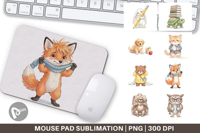 Mouse Pad Tired School Animal Morning Burnout Sublimation artnoy 