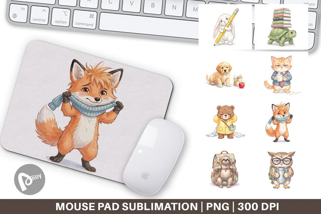 Mouse Pad Tired School Animal Morning Burnout Sublimation artnoy 
