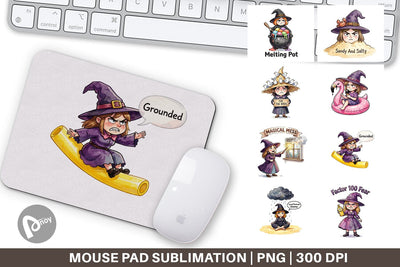 Mouse Pad Tired Summerween Witch Sublimation artnoy 