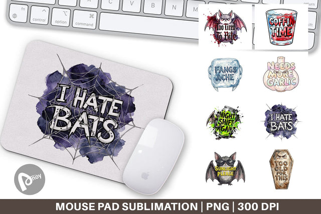 Mouse Pad Tired Vampire Grumpy Quote Sublimation artnoy 