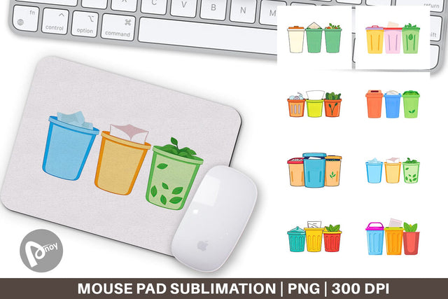 Mouse Pad Trash Sorting Bins Sublimation artnoy 