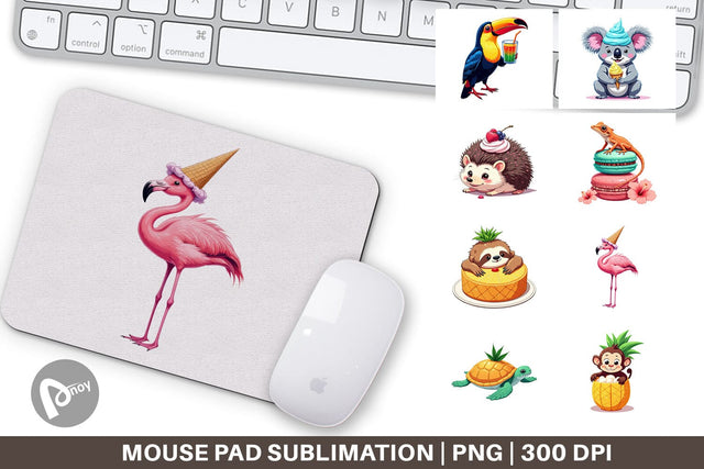 Mouse Pad Tropical Dessert Animals Sublimation artnoy 