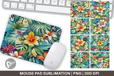 Mouse Pad Tropical Flowers Pattern Sublimation artnoy 
