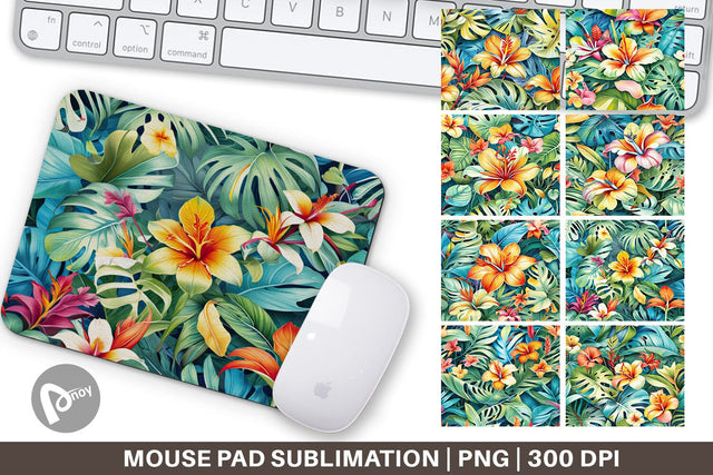 Mouse Pad Tropical Flowers Pattern Sublimation artnoy 