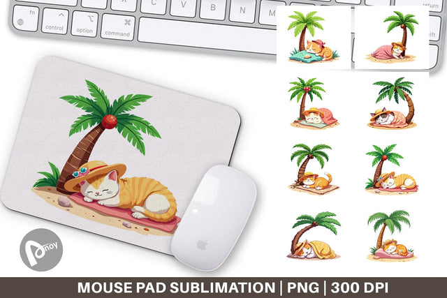 Mouse Pad Tropical Nap Cat Sublimation artnoy 