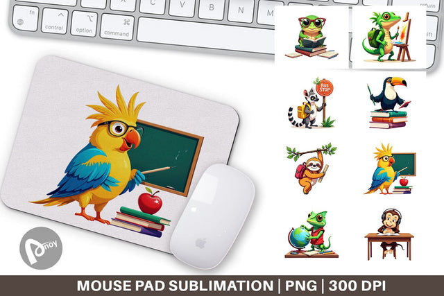 Mouse Pad Tropical School Animals Sublimation artnoy 