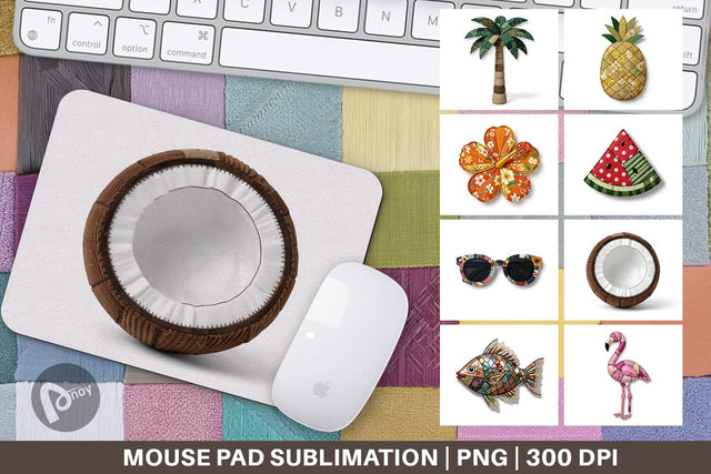 Mouse Pad Tropical Summer Patchwork Watercolor Sublimation artnoy 