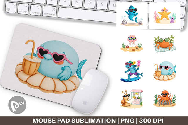 Mouse Pad Tropical Sunglass Creatures Sublimation artnoy 