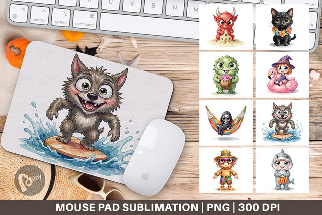 Mouse Pad Tropical Trick or Treater Sublimation artnoy 