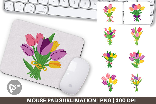 Mouse Pad Tulip Bouquet Sublimation artnoy 