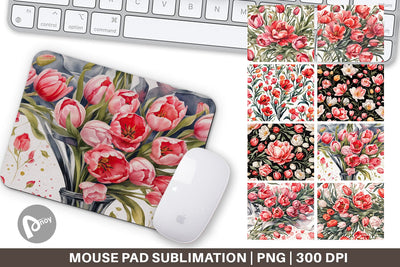 Mouse Pad Tulip Pattern Sublimation artnoy 