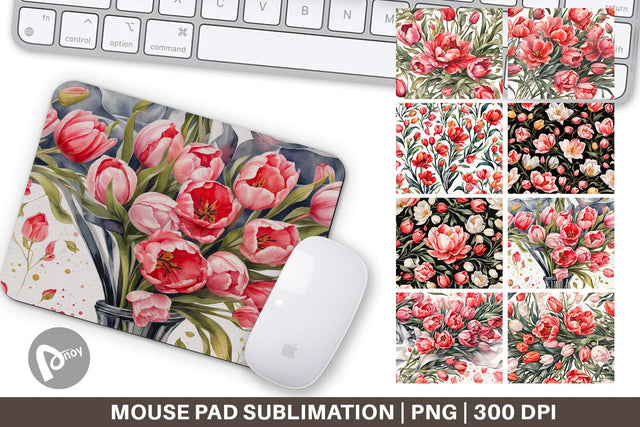Mouse Pad Tulip Pattern Sublimation artnoy 