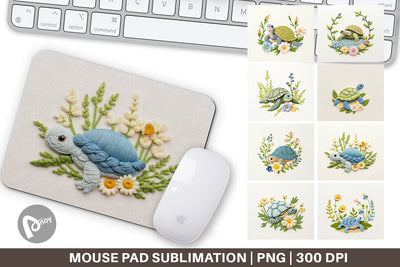 Mouse Pad Turtle Embroidery Sublimation artnoy 