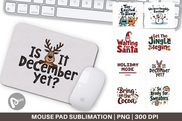 Mouse Pad Ugly Cute Christmas Countdown: Quirky Quotes Sublimation artnoy 