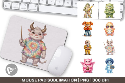 Mouse Pad UglyCute 70s Monster Teacher Sublimation artnoy 
