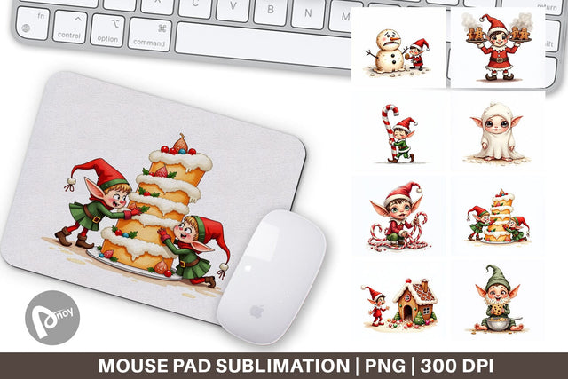 Mouse Pad UglyCute Christmas Bake-Off Disaster Sublimation artnoy 
