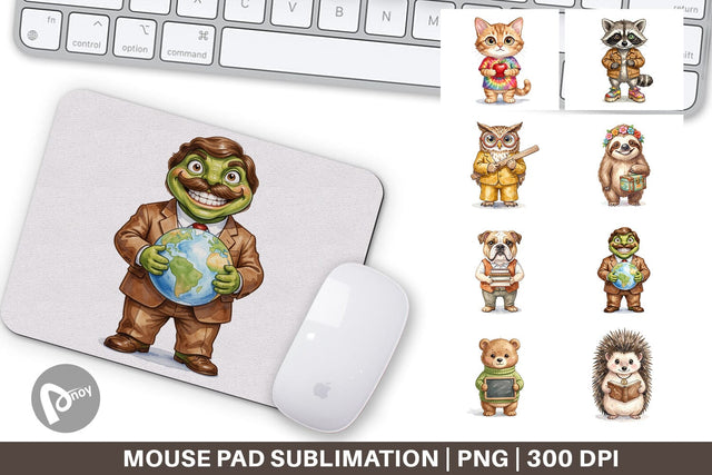 Mouse Pad UglyCute Groovy Animal Teacher Sublimation artnoy 