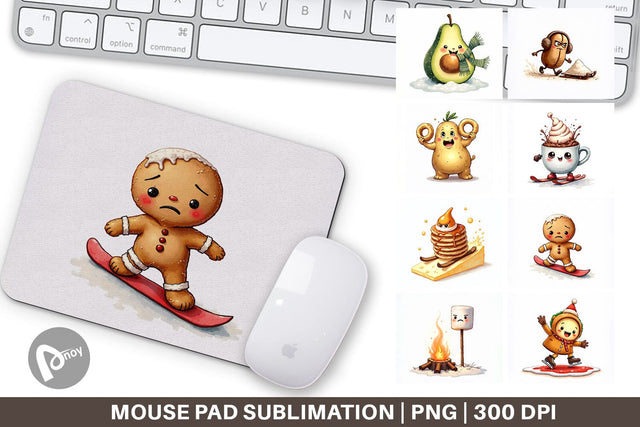 Mouse Pad UglyCute Winter Food & Drinks Sublimation artnoy 