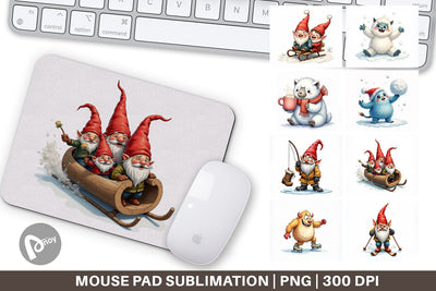 Mouse Pad UglyCute Yeti & Gnome Winter Games Sublimation artnoy 