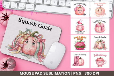 Mouse Pad Unbothered Pink Pumpkin Watercolor Sublimation artnoy 