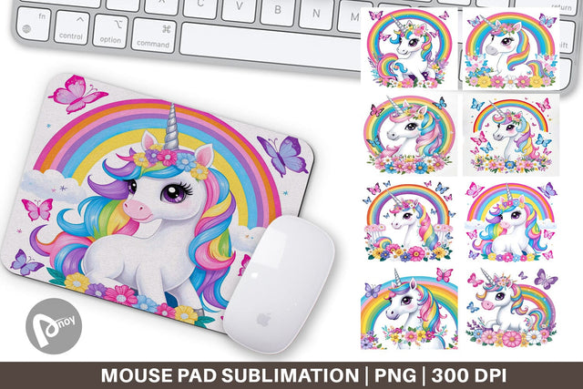 Mouse Pad Unicorn and Rainbow Sublimation artnoy 