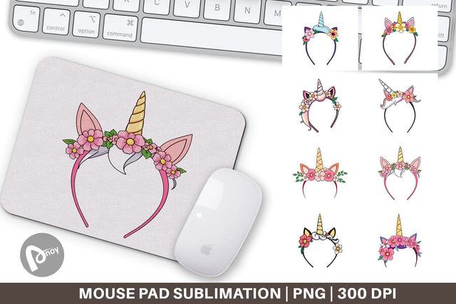 Mouse Pad Unicorn Headband Sublimation artnoy 