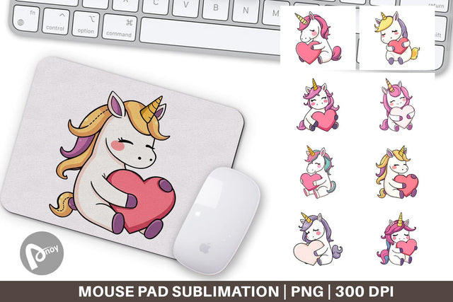 Mouse Pad Unicorn with Heart Sublimation artnoy 