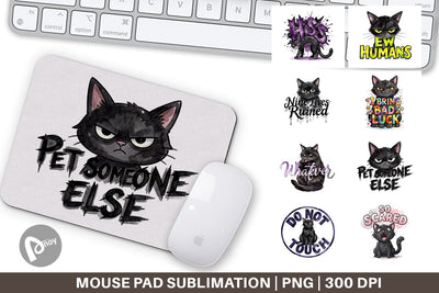 Mouse Pad Unimpressed Black Cat Quote Sublimation artnoy 