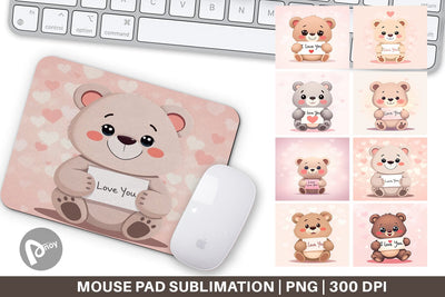 Mouse Pad Valentine Bear Cartoon Sublimation artnoy 