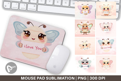 Mouse Pad Valentine Butterfly Cartoon Sublimation artnoy 